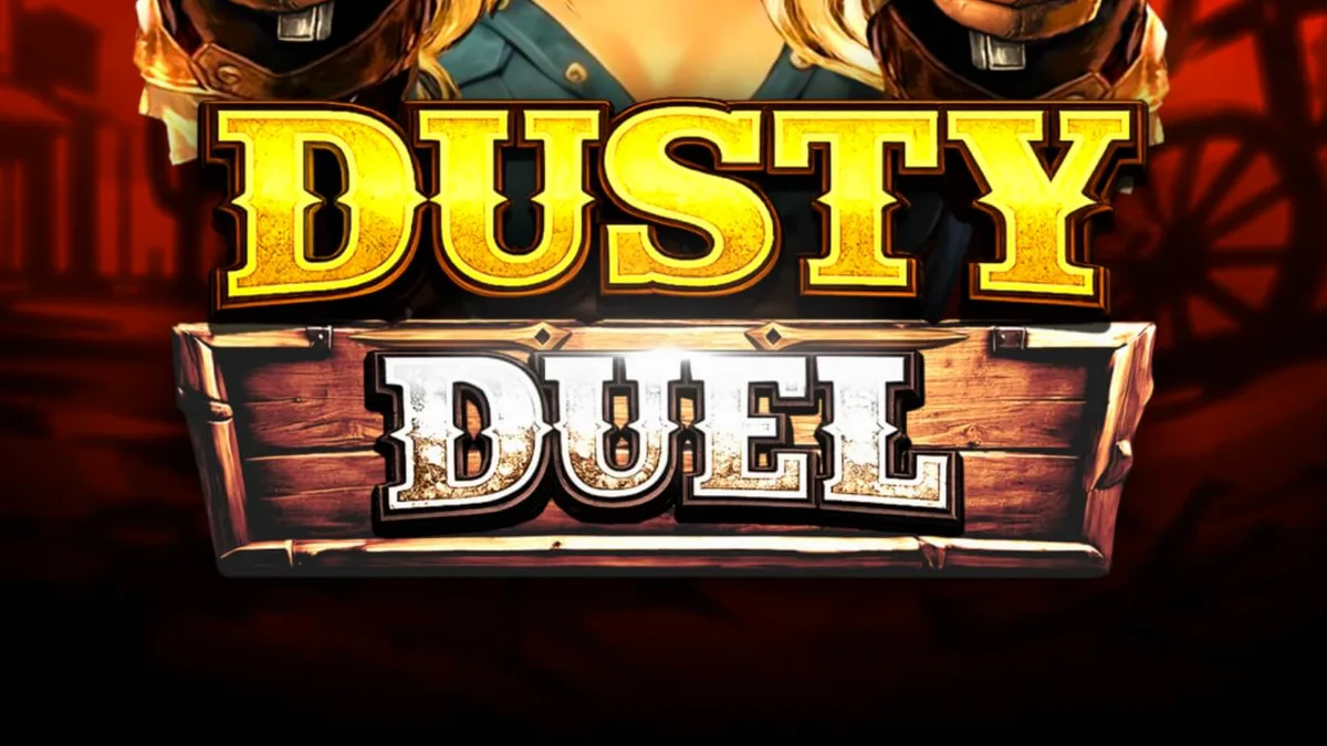 Tampilan visual slot Dusty Duel dengan latar belakang Wild West yang gersang dan simbol koboi.